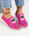 Balerini dama piele naturala fucsia cu model perforat frontal si talpa cusuta MM-131 4