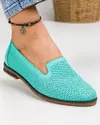 Balerini dama piele naturala turcoaz cu model perforat MM2021 3