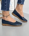 Balerini Din Piele Naturala Cu Detalii Perforate Bleumarin VK2008-18 1