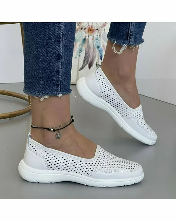 Balerini Piele Naturala Betty2 - Alb