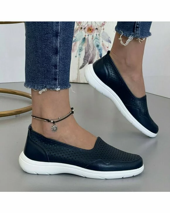 Balerini Piele Naturala Betty2 - Bleumarin