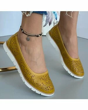 Balerini Piele Naturala Didi - Mustar