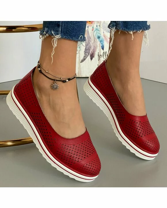 Balerini Piele Naturala Kate - Rosii