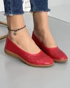 Balerini Rosii Casual Din Piele Naturala Cu Detalii Perforate VK2008-18 3