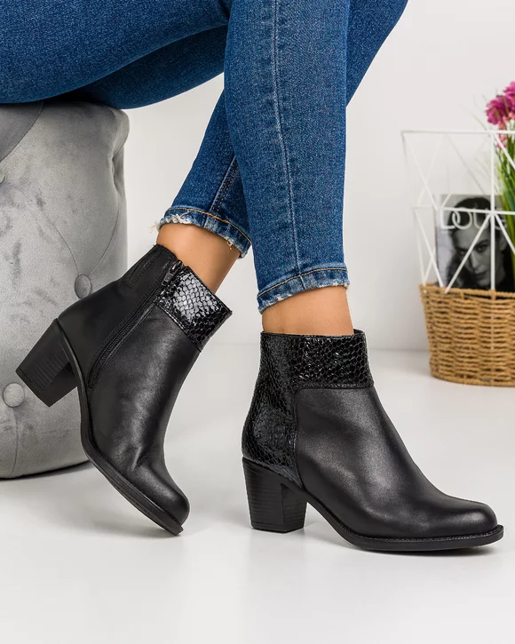 Botine Dama Piele Naturala Negre IC807