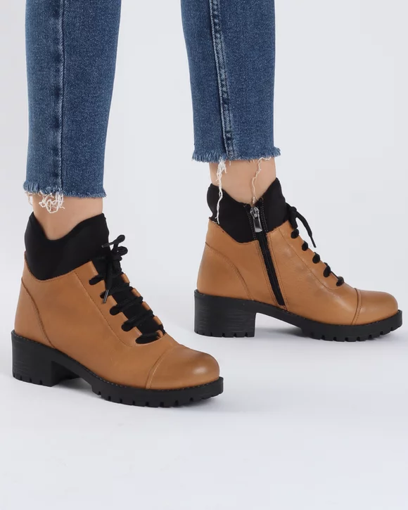 Ghete Din Piele Naturala Camel Imblanite AK25