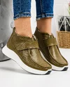 Ghete Din Piele Naturala Cu Bareta Imblanite Kaki XH-2794 1