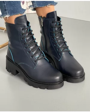 Ghete Imblanite Bleumarin Piele Naturala AK106