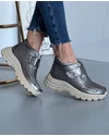 Ghete Imblanite Din Piele Naturala Pewter Cu Bareta XH-1000 2