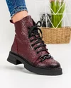 Ghete Imblanite Piele Naturala Bordo AK109 4
