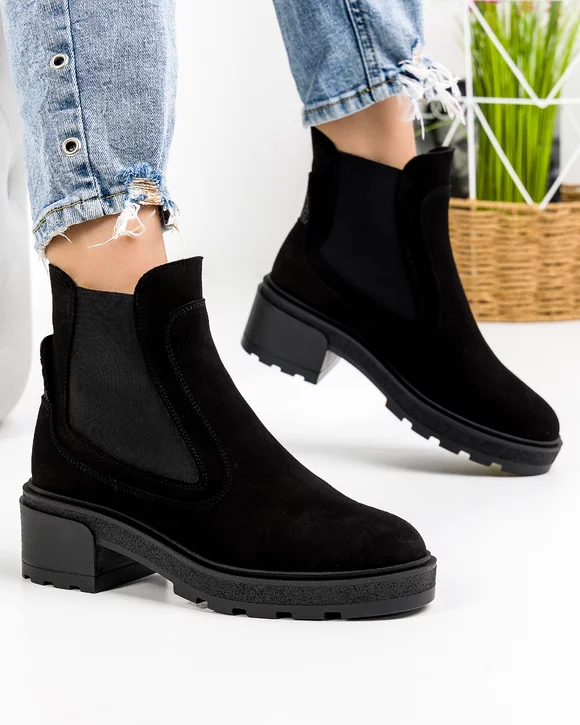 Ghete Imblanite Piele Naturala Negre OLIVIA200