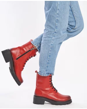 Ghete Imblanite Rosii Din Piele Naturala Ak106