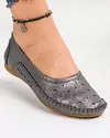 Mocasini Piele Naturala Cu Model Perforat Pewter VK1024-9 2