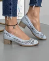 Pantofi Albastri De Dama Perforati Piele Naturala AK4000 5