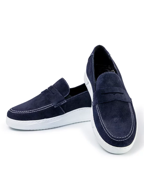 Pantofi Casual Barbati Piele Naturala Intoarsa Bleumarin IN970V