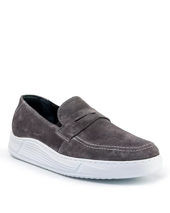 Pantofi Casual Barbati - Pantofi Casual Barbati Piele Naturala Intoarsa Gri IN970V