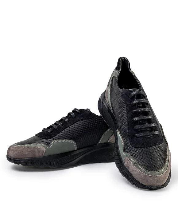 Pantofi Casual Barbati Piele Naturala Negru cu Gri IN760