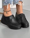 Pantofi Casual Dama Cu Bareta Perforati Negri Piele Naturala XH-3243 2