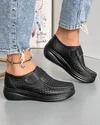 Pantofi Casual Dama Cu Bareta Perforati Negri Piele Naturala XH-3243