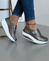 Pantofi Casual Dama Piele Naturala Pewter Cu Bareta PL-2075 1