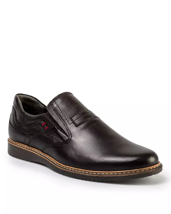 Pantofi Casual Barbati - Pantofi casual de barbati din piele naturala maro inchis cu inchidere slip-on si insertie elastica PC709