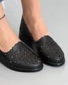 Pantofi Casual De Dama Din Piele Naturala Perforati Negri AKB01