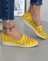 Pantofi Casual De Dama Galbeni Perforati Piele Naturala AKB01 2