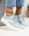 Pantofi Casual Din Piele Naturala Albastri + Alb AW351 1