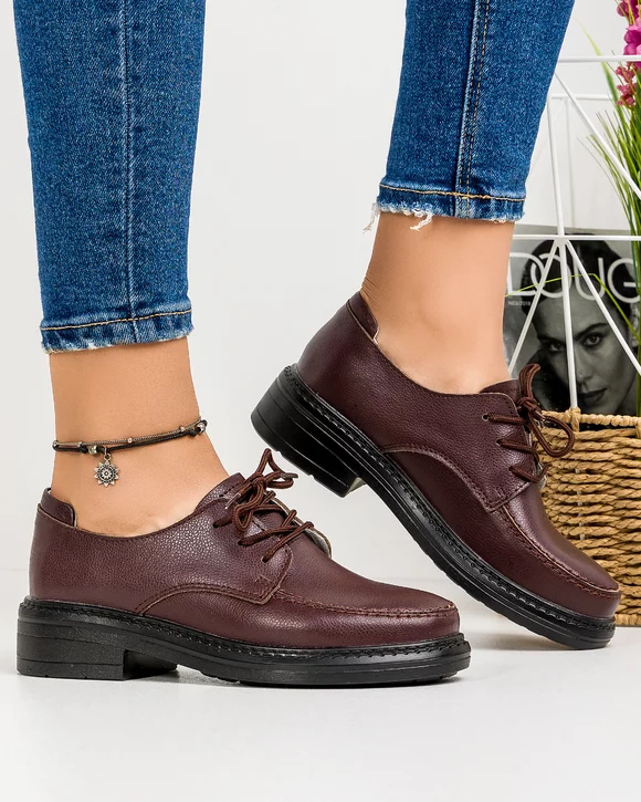 Pantofi Casual Din Piele Naturala Cafeniu Inchis JBS123