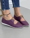 Pantofi Casual Din Piele Naturala Cu Siret Si Perforatii Florale Violet AK300 1