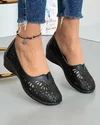 Pantofi Casual Negri Cu Model Floral Perforat Piele Naturala JSB-114 1
