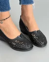 Pantofi Casual Negri Cu Model Floral Perforat Piele Naturala JSB-114 3