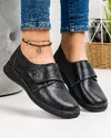 Pantofi Casual Negri Piele Naturala Cu Bareta XH040 3
