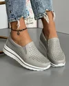 Pantofi Casual Perforati Piele Naturala Gri Deschis XH-3009 4