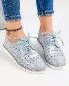 Pantofi Casual Piele Intoarsa Albastri Perforati Cu Sclipici XD-3073 4