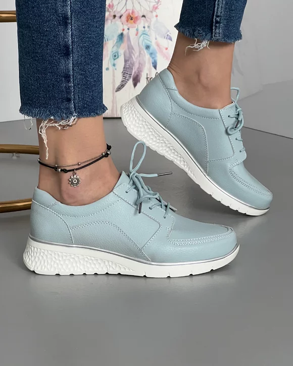 Pantofi Casual Piele Naturala Albastri XH-2786