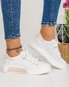 Pantofi Casual Piele Naturala Albi Cu Roz AW217 1