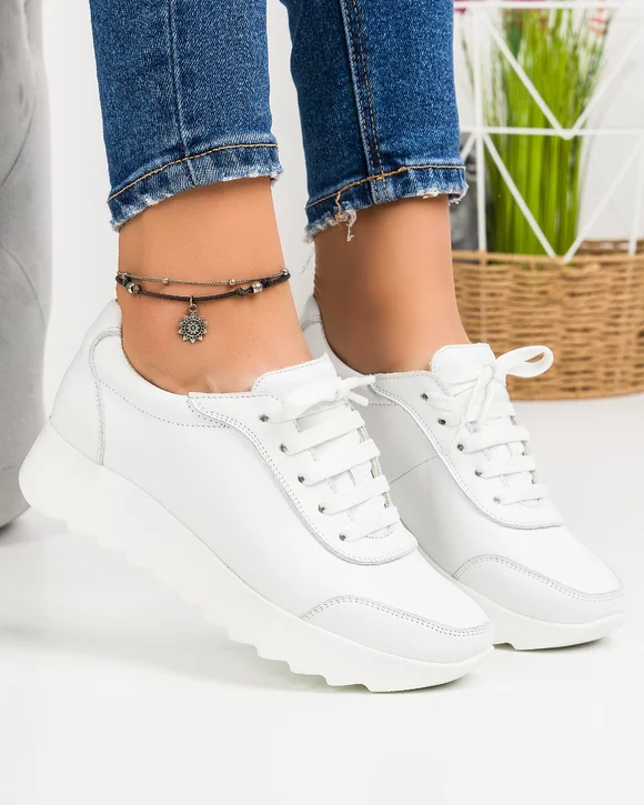 Pantofi Casual Piele Naturala Albi VILLAPRN