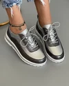 Pantofi Casual Piele Naturala Argintiu cu Pewter Marta 3