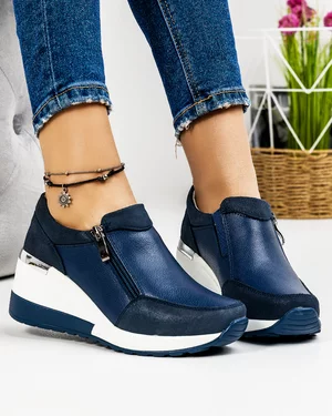 Pantofi Casual Piele Naturala Bleumarin ZT-06
