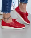 Pantofi Casual Piele Naturala Cu Siret Elastic Rosii Perforati AKD02 1