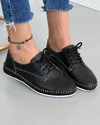 Pantofi Casual Piele Naturala De Dama Negri Cu Talpa Cusuta Perforati AKSB133-3 4