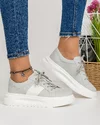 Pantofi Casual Piele Naturala Gri Cu Alb AW430 1