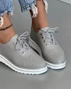Pantofi Casual Piele Naturala Gri Deschis Cu Siret Perforati XH-3200 4
