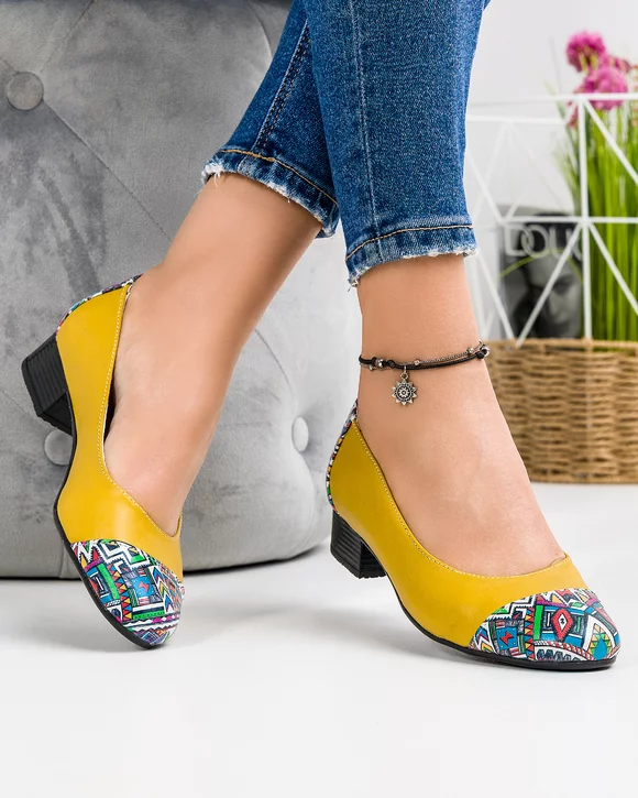 Pantofi Casual Piele Naturala Mustar IN236