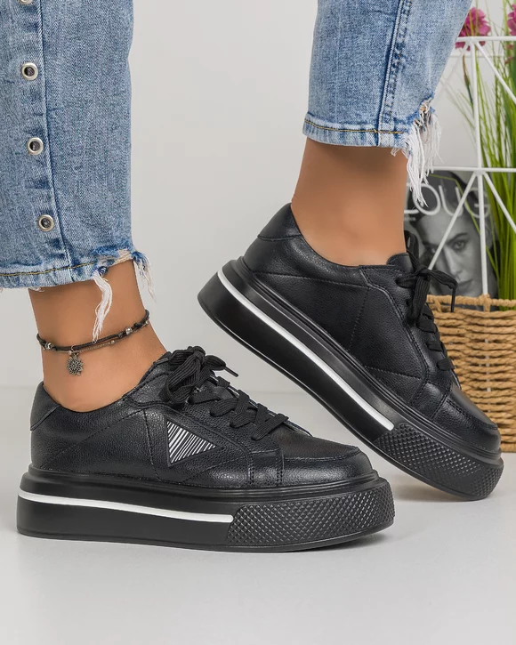 Pantofi Casual Piele Naturala Negri AW413