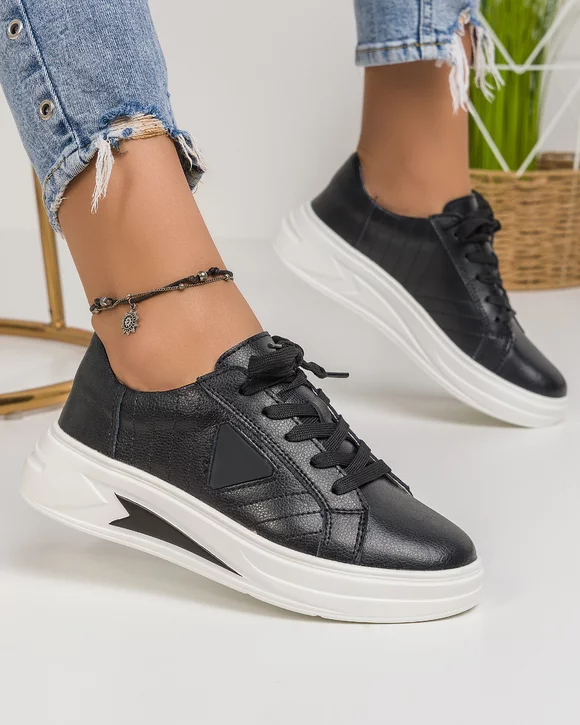 Pantofi Casual Piele Naturala Negri AW421