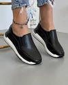 Pantofi Casual Piele Naturala Negru cu Pewter Lisa