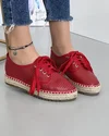 Pantofi Casual Piele Naturala Perforati Cu Talpa Cusuta Rosii T01104 2