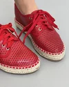 Pantofi Casual Piele Naturala Perforati Cu Talpa Cusuta Rosii T01104